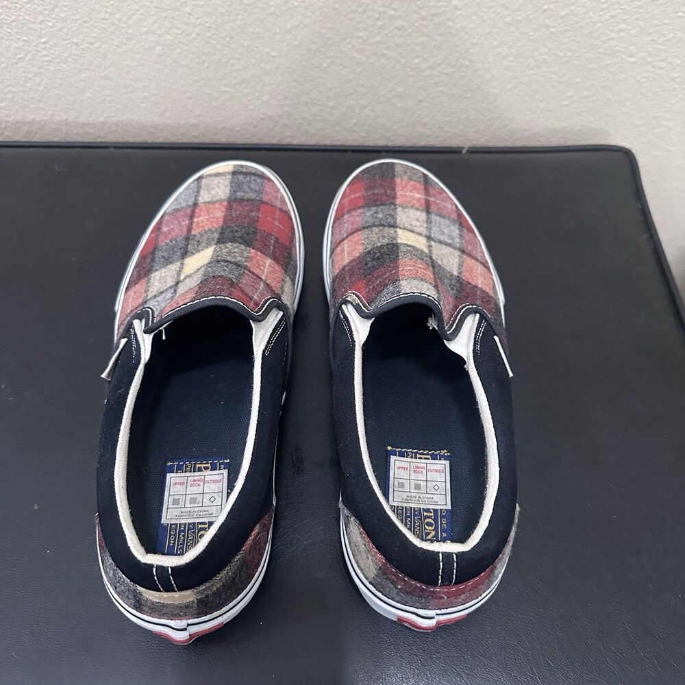Vintage Pendleton Vans Wool Slip on Shoes Men’s 9.5 Baked Apple Navy Sneakers - Picture 8 of 16